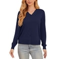 thumbnail image 5 of Uvplove Women's Long Sleeve Cardigan Lightweight Crochet Diamond-Knit Sweater,Navy blue,M-3XL, 5 of 9