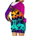 thumbnail image 7 of Taqqpue Halloween Costume Hoodie Dress for Women Fashion Ghost Pumpkin Witch Mini Dresses Long Sleeve Outfit Cosplay Halloween Party Dress with Pockets, 7 of 7