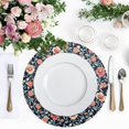 thumbnail image 5 of Dark Blue Floral Print 6-Piece 15.4in Durable PVC Plate Mats, Heat-Resistant for Parties and Dining, 5 of 7
