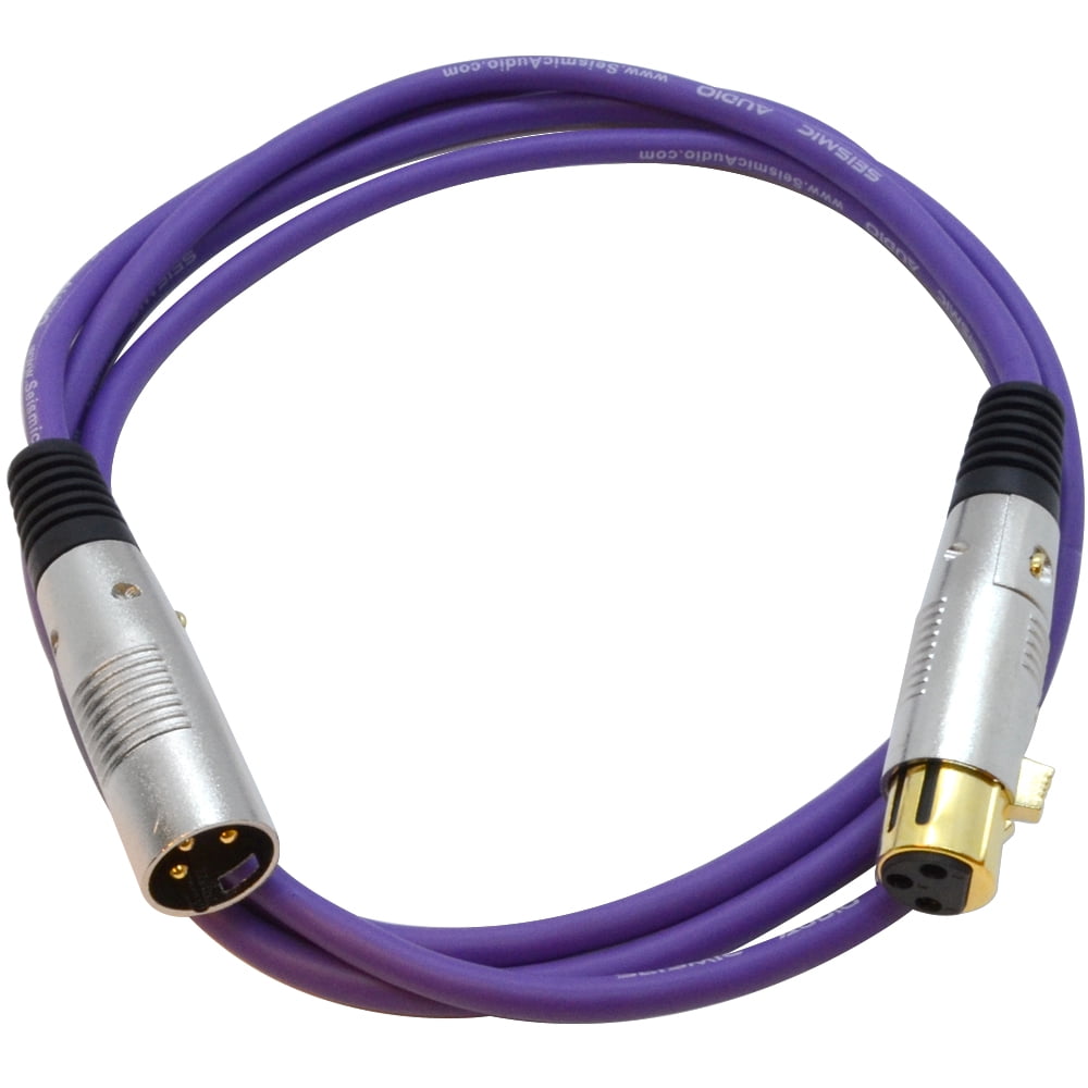 Seismic Audio Premium 6 Foot Purple XLR Patch Cable 3 Pin XLRF to XLRM Mic Cord SAPGX-6Purple 6