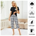 thumbnail image 3 of Women's Short Sleeve Pajamas Sets with Capri Pants 2 Piece Womens Capri Pajama Sets with Pockets Summer Plaid Print Sleepwear Set for Women, S-XXL, 3 of 11