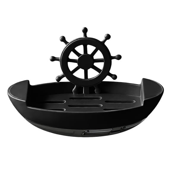 Bathroom Soap Dish for Shower, Wall Mounted Bar Soap Holder, Durable Suction Cup Self Draining Soap Case Sponge Holder for Bathroom, Tub and Kitchen Sink, Drill-Free Tray, 1Pc(Black,5.5x3x2.7")