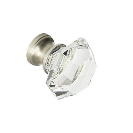 Brushed Nickel Clear Glass - #G-75 Brand Elegance Glass Collection Clear Glass Knob with Brushed Nickel Base, Diameter: 1-1/4 in. (32mm) By CKP Ship from US