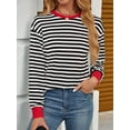 thumbnail image 5 of Womens Tunic Tops Long Sleeve Striped Shirts Crewneck Tops Black & Red XXL, 5 of 8