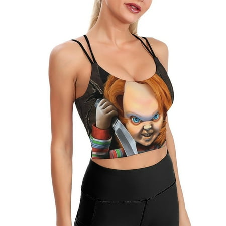 Chucky Sports Bra For Women Padded Crop Top Camisole Yoga Tank Top Vest Workout Tops Racerback With Built In Bra Activewear Fitness Gym