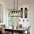 thumbnail image 5 of GZBtech Kitchen Island Linear Pendant Light 4 Lights Simple Black Linear Chandelier Hanging Light Fixture for Dining Room 53.15'' Height Adjustable, 5 of 6