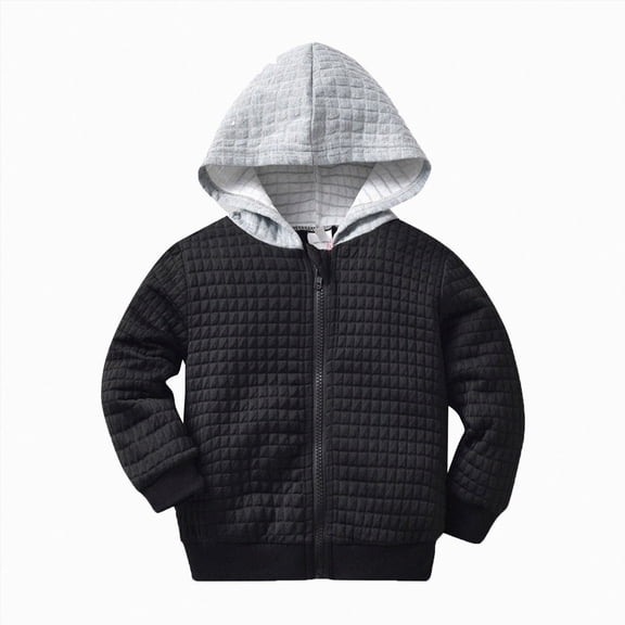 Toddler Boys Long Sleeve Winter Fleece Zippered Coat Jacket Warm Outwear Plaid Hooded,Plaid Fleece Jacket 18-24 Months