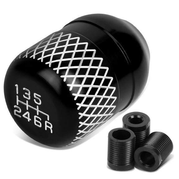 DNA Motoring SK-6S-T1-BK Universal 6-Speed Black Anodized Aluminum Netted Racing Shift Knob