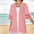 thumbnail image 2 of TINZ Casual Jacket Dailywear V Neck Solid Color Comfortable Designer Outerwear Open Front Summer Plus Size Short Sleeve Shirts Blouses Womens Button down Long Sleeve Cardigan Cardigan Sweatshirt, 2 of 5
