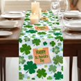thumbnail image 3 of St. Patrick's Day Table Runner, Green Lucky Shamrock Leaves Cloud Blue Washable Cotton Linen Table Runners 60 Inches Long, Dresser Scarf Runner for Coffee/TV Stands/Kitchen/Cabinets 13''x60'', 3 of 9