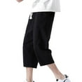 thumbnail image 1 of Kadahis Men's Casual Linen Capri Pants Drawstring Summer Beach Yoga Trousers, 1 of 5
