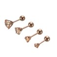 thumbnail image 1 of Lip Rings Tongue Studs Stainless Steel Body Tongue Piercing Barbell Stud Rose Gold Diamond Shape 4PCs, 1 of 8