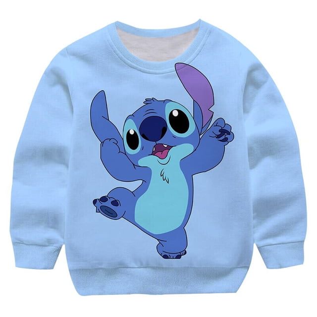 Primavera otoño niños niñas Stitch sudadera niños Casual algodón manga larga estampado sudaderas con capucha ropa deportiva adolescente Hip Hop ropa 5T Gao Jinjia LED