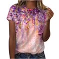 thumbnail image 2 of ICHUANYI Clearance Adult Fashion Woman Round Neck Short Sleeve Tops T-Shirt Prints Loose Blouse(Pink, XL) ICHUANYI WER2023080811689, 2 of 5