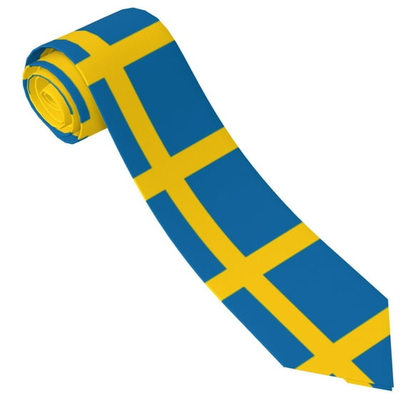 Swedish Flag Tie For Men Funny Neckties Fashion Gentleman Soft Comfortable Ties
