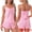 Pink, variant on DARING DIVA Women's Satin Cami Pajama Set with Crisscross Back and Split Shorts S Black