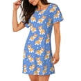 thumbnail image 2 of Disketp Kawaii Corgi para Camisón Corto de Manga Corta para Mujeres, Camisón Cómodo con Escote Redondo, Bonito y Confortable, 2 of 6