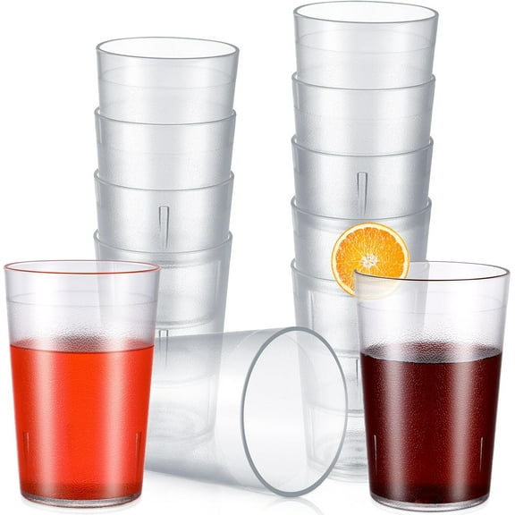 6 Pack Restaurant Grade 8 oz Plastic Cup Break Resistant Drinking Glasses Reusable Clear Cup Stackable Shatterproof Drink Tumblers for Cafe Party Catering Supplies