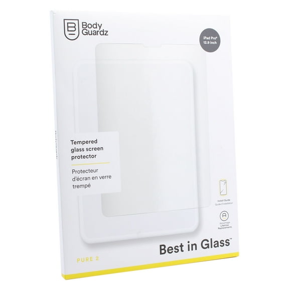 BodyGuardz Pure2 Tempered Glass Screen Protector for 12.9 iPad Pro 3rd & 4th Gen