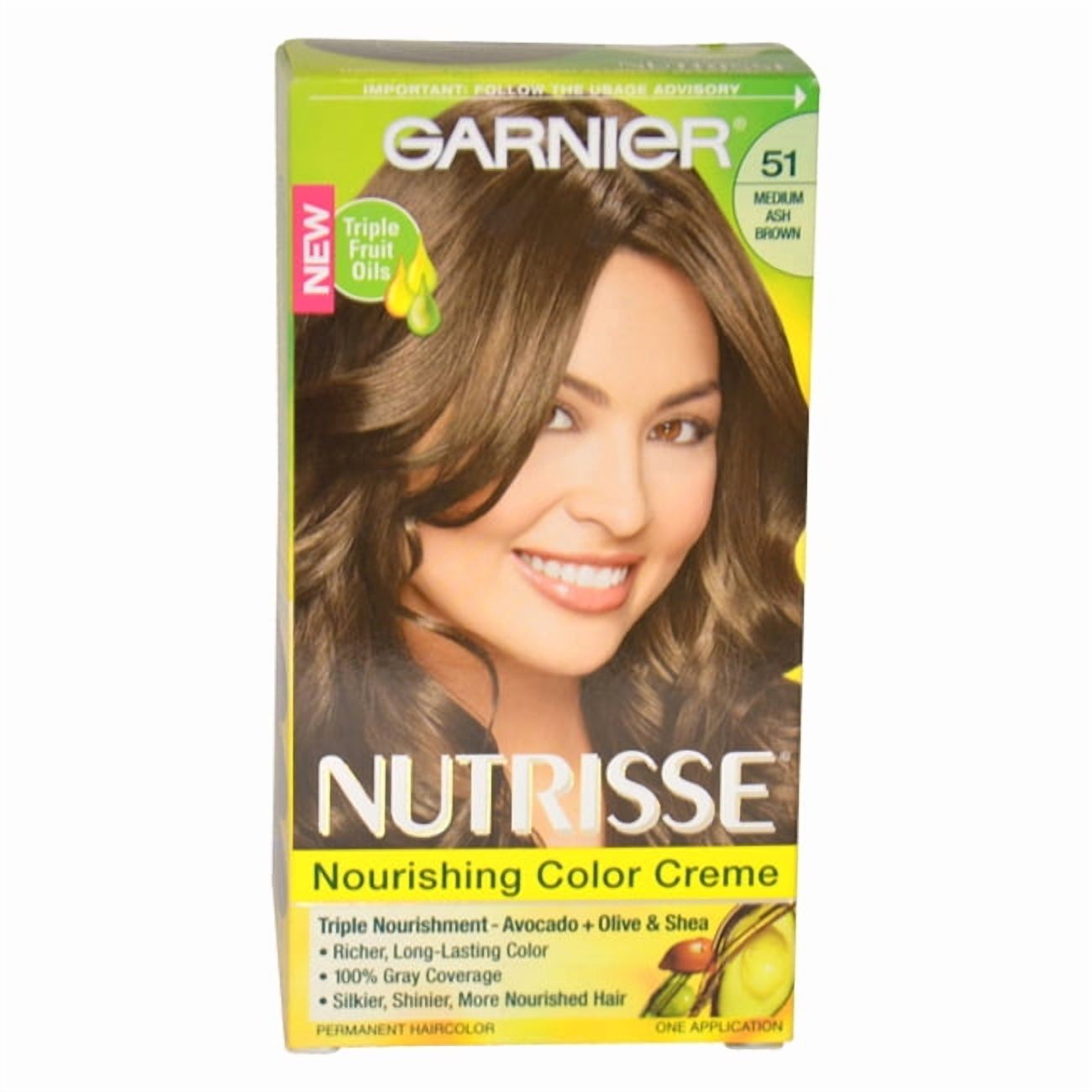 Garnier Nutrisse Nourishing Hair Color Creme, 051 Medium Ash Brown Cool Tea