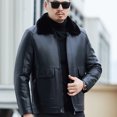 thumbnail image 4 of Chaqueta de invierno YXL-6621 engrosada para hombre, abrigo de piel de oveja, informal, de negocios, cuello polo, piel de cuero natural, una pieza, 4 of 4