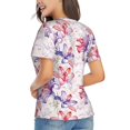 thumbnail image 3 of Vsdgher Lilies Flowers Women Shirts V Neck Short Sleeve Tops T-Shirt Basic Tees, S to 3XL3X-Large, 3 of 5