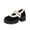 Black, variant on Willtoo Womens Cozy Lined Mary Jane Platform Shoes Buckle Strap Chunky Block Heel Warm Winter Fluffy Trim Casual Walking Shoes