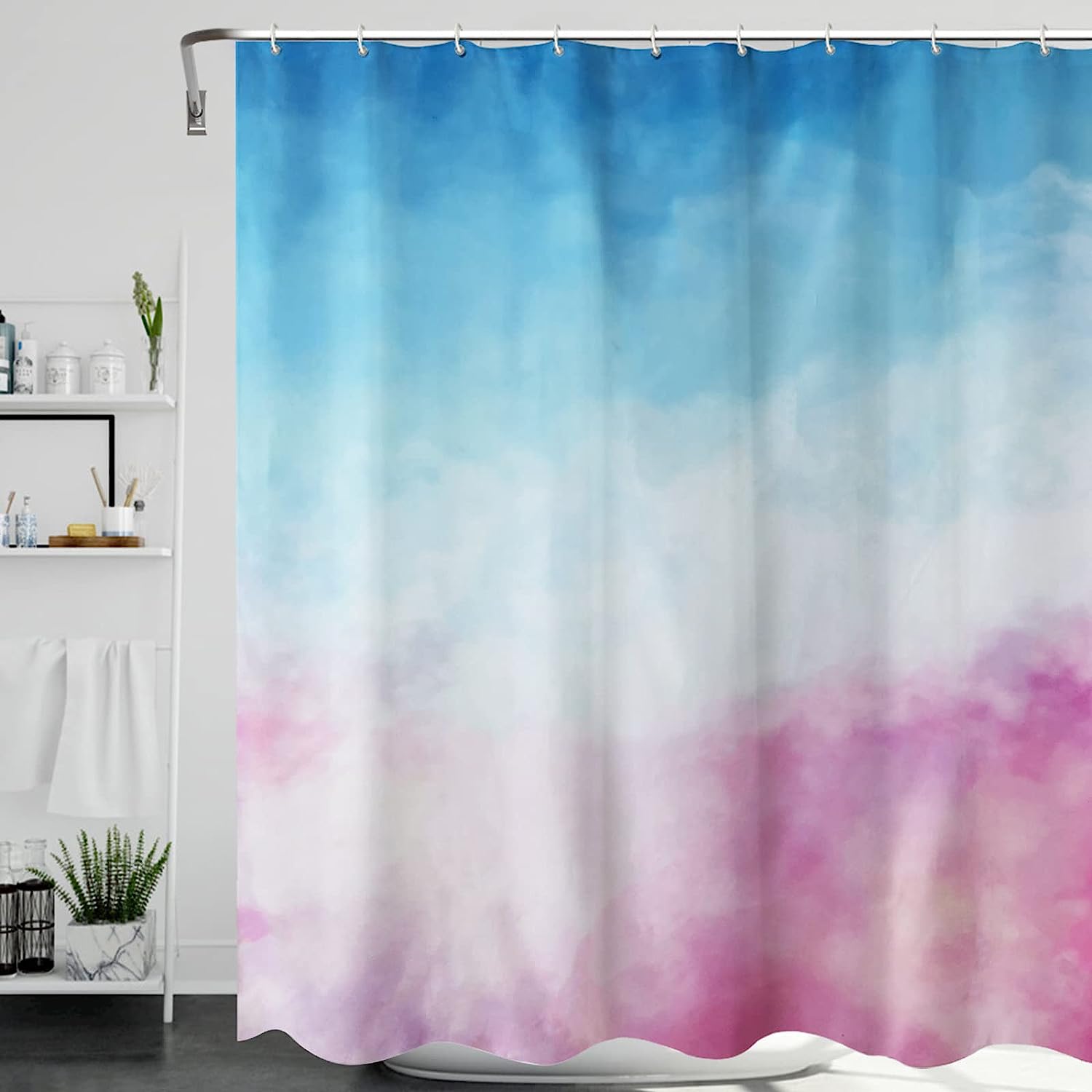 SPXUBZ Pink Blue Sky Shower Curtain WaterResistant Washable Shower