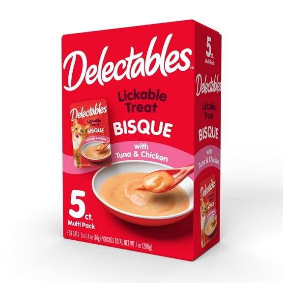 Hartz Delectables Bisque Tuna & Chicken Lickable Wet Cat Treats, 1.4oz (5 Count)
