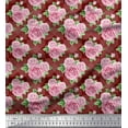 thumbnail image 1 of Soimoi Moss Georgette Fabric Check,Leaves & Rose Floral Print Sewing Fabric Yard 42 Inch Wide, 1 of 3
