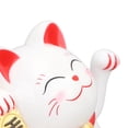thumbnail image 4 of Yajisi 4 Inch Solar Powered Waving Lucky Cat Fortune Figurine Chinese Asian Desk Decor White / 10.16 cm, 4 of 4