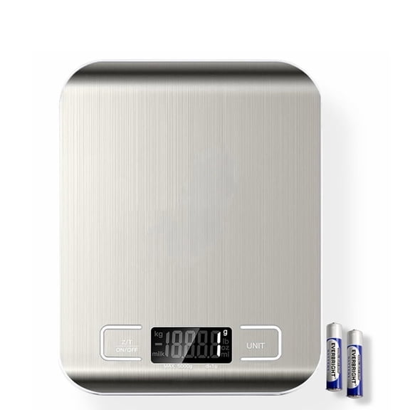 KLEZNRNI Food Scale, Digital Kitchen Scale with LCD Display, Weight Grams and Ounces for Baking Cooking and Meal Prep, 6 Units with Tare Function, Stainless Steel, 22lb (Batteries Included)