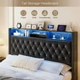 thumbnail image 3 of King Size Bed Frame with Headboard and Storage, Upholstered Frame with Charging Station 60" Tall Wingback LED Light, 3 of 6