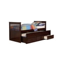 thumbnail image 4 of Phillips Twin Size Captain Bed with Trundle Bed & 3 Drawers, Brown, 4 of 4