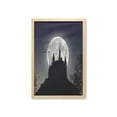 thumbnail image 1 of Castle Wall Art with Frame, Dark Silhouette of a Big Fortress with Flagged Towers at Full Moon Night, Printed Fabric Poster for Bathroom Living Room, 23" x 35", Black Dark Blue Grey, by Ambesonne, 1 of 2
