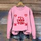thumbnail image 2 of Gibobby Sudaderas para mujer Camiseta estampada de talla grande con estampado del día de San Valentín para mujer Top informal de manga larga (Rosa, L), 2 of 4