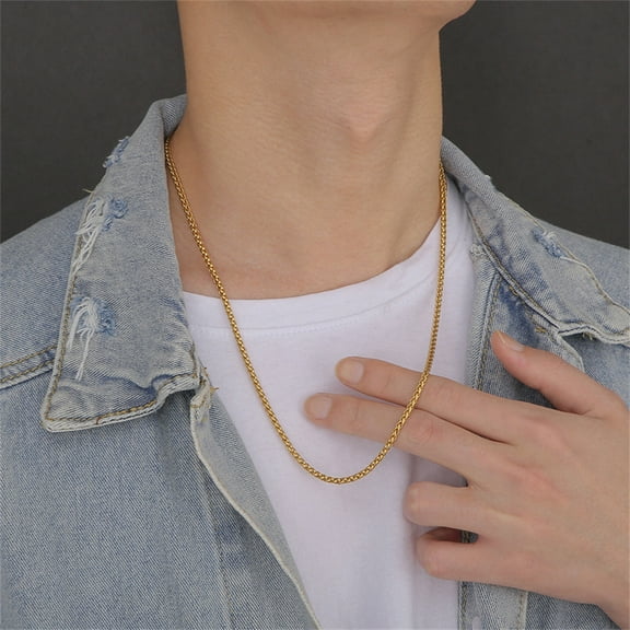 Punk 3mm Twist Rope Link Chain Necklace 14K Yellow Gold Chains For Women Men Fashion Vintage Jewelry Gift