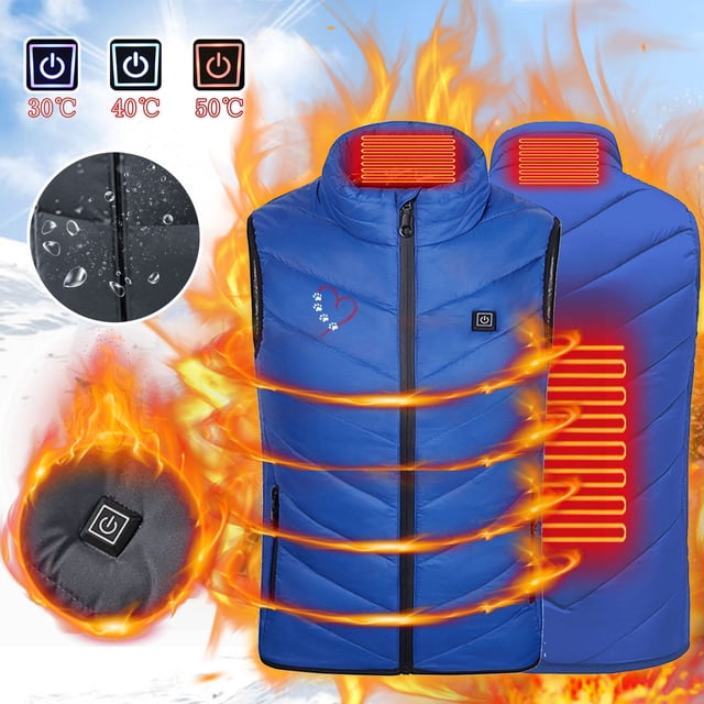 RXIRUCGD USB Intelligent Constant Temperature Heated Windproof Plus Size Coat For Children Winter 2 Heated Jacket Coat( Blue, Size:14 Years )
