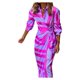 thumbnail image 4 of Vestido de fiesta largo para mujer con solapa estampada violeta, 4 of 6