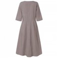 thumbnail image 3 of Qarigey Mujer Bolsillos Cuello en V Medias mangas Color sólido Midi Vestido Prendas para la parte del cuerpo Gris METRO Qarigey AP002033-02, 3 of 6