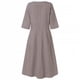 thumbnail image 4 of Sonducket Mujer Bolsillos Cuello en V Medias mangas Color sólido Midi Vestido Prendas para la parte del cuerpo Gris L Sonducket AP002033-03, 4 of 6