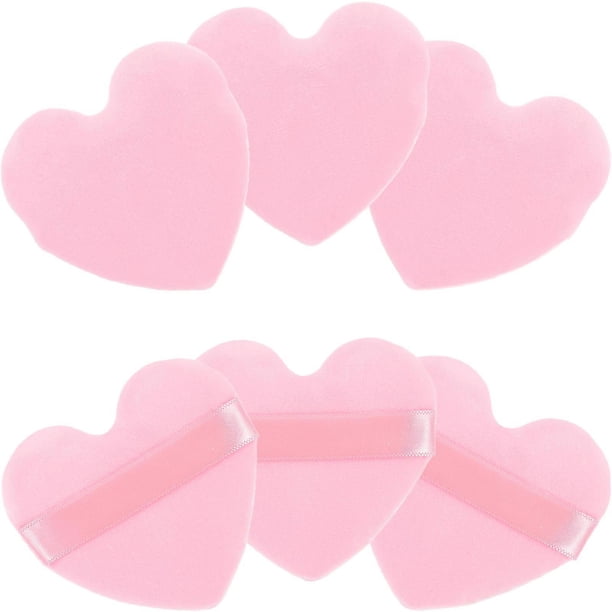 6pcs Heart Shaped Makeup Puff, Portable Finger Applicator for Loose Powder, Soft & Lightweight Beauty Tool for Daily & Professional Use