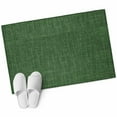 thumbnail image 2 of Dark Green 2x3 Door Mat Rug, Farmhouse Burlap Solid Green Color Modern Linen Texture Non-Skid Rubber Backing Large Rectangle Rugs - Living Room Bedroom Home Office, Indoor Floor Carpets Washable Rug, 2 of 9