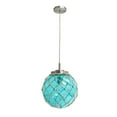 thumbnail image 1 of Elegant Designs Buoy Netted Brushed Nickel Coastal Ocean Sea Glass Pendant with Natural Rope, 1 of 6