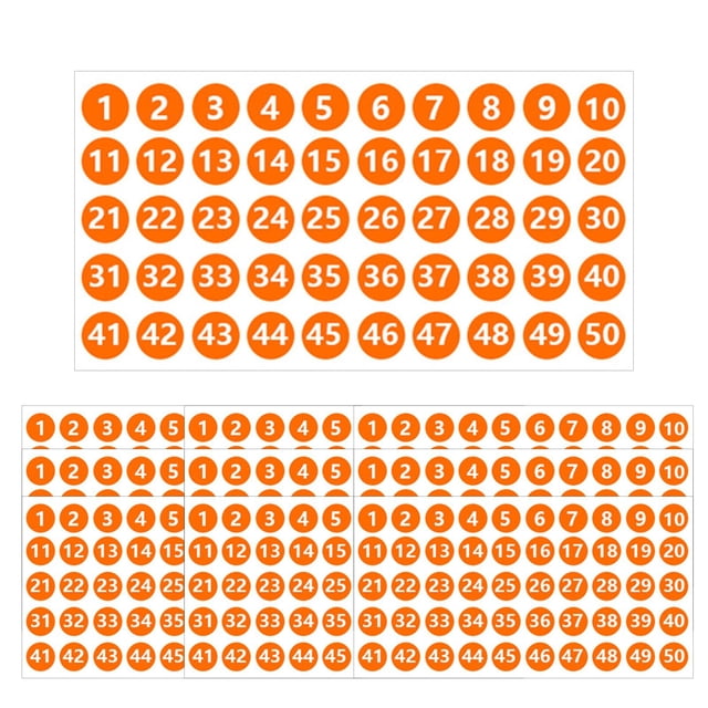 Etiquetas adhesivas numéricas, 10 hojas redondas, 1 a 50 calcomanías consecutivas para cartas, sobres de aula, bolsas, envoltorios de regalos, álbumes Soledad Pegatinas de números