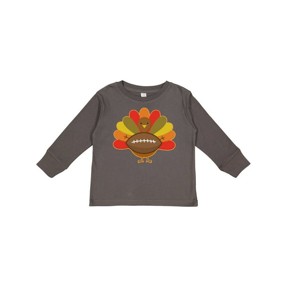 Inktastic Thanksgiving Day Turkey Football Fan Boys or Girls Long Sleeve Toddler T-Shirt