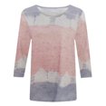 thumbnail image 3 of QLEICOM Women's 3/4 Sleeves T Shirts Baggy Casual Blouse Tops Shirt for Women Fall Henley Crew Neck Holiday Tie Dye Gradient Color Block Tunic Loose Casual Tee Tops Gray XXL, 3 of 5