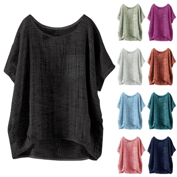 Cotton Linen Shirts for Women Boho Loose Tunic Blouse Summer 2026 Casual Comfy Crewneck Gauze Tops Beach Shirt, Beige 4XL