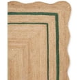 thumbnail image 3 of Natural Jute Area Rug with Scalloped Edges and Double Border Handwoven Floor Mat for Living Room, Bedroom Decor Green 8 x 10 ft, 3 of 5