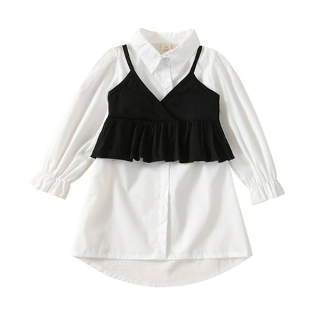 

ZHAGHMIN Top For Girls 13-14 Years Stylish Kids Toddler Baby Girls Spring Summer Solid Cotton Long Sleeve Princess Dress Belt Outfits Clothes New Baby Blanket Gift Little Girl Clothes Size 6 Outfit